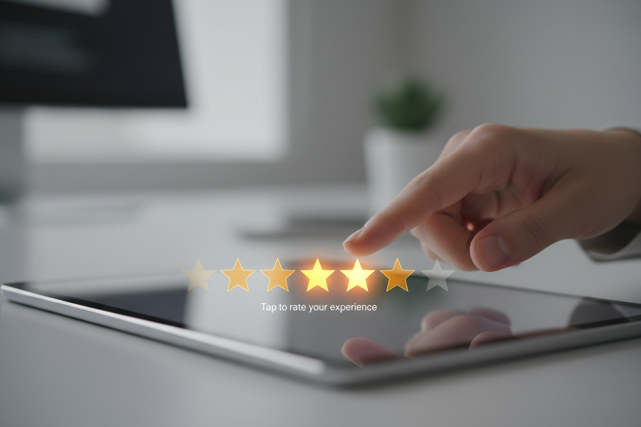 star reviews person clicking